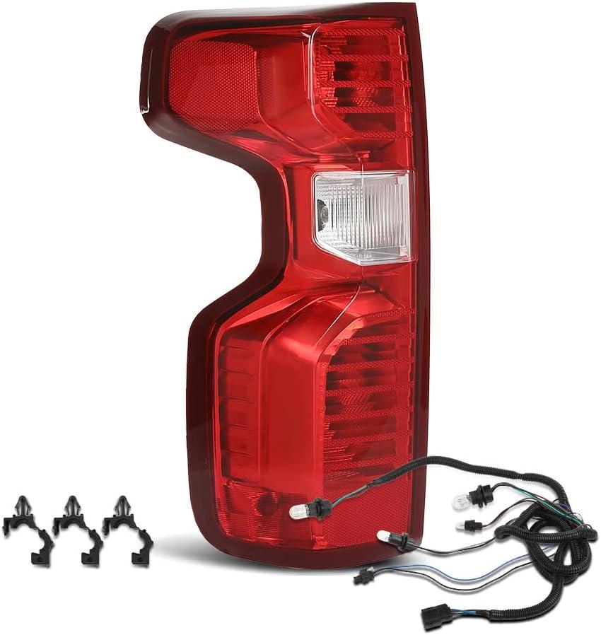 LQI Tail Light Assembly Rear Lights Tail Lamp Left Driver Side Compatible with Chevy Silverado 1500 2019-2023/Fit Silverado 2500HD 3500HD 2020-2023 for Halogen Model Only Red Lens 84554656, GM2800308
