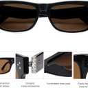 SOJOS Retro Rectangle Polarized Sunglasses for Women Men Vintage Shades UV400 Protection Sunnies SJ2338 (Black/Brown)