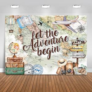 Adventure Awaits Backdrop 7x5ft Let The Adventure Begin Baby Shower Party Decorations Background World Map Travel Themed Banner Photo Booth Props