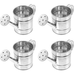 4-Pack Mini Galvanized Metal Watering Cans for Kids Crafts DIY Indoor Plants | Tiny Small Watering Pots for Home Decor Garden Flowers and Plants