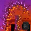 [8 Modes & Timer] 6Ft 54 LED Halloween Willow Vine Twig Garland with Lights - Purple Orange Waterproof Battery Operated Indoor Wall Door Fireplace Mantle Decorations ASIN B