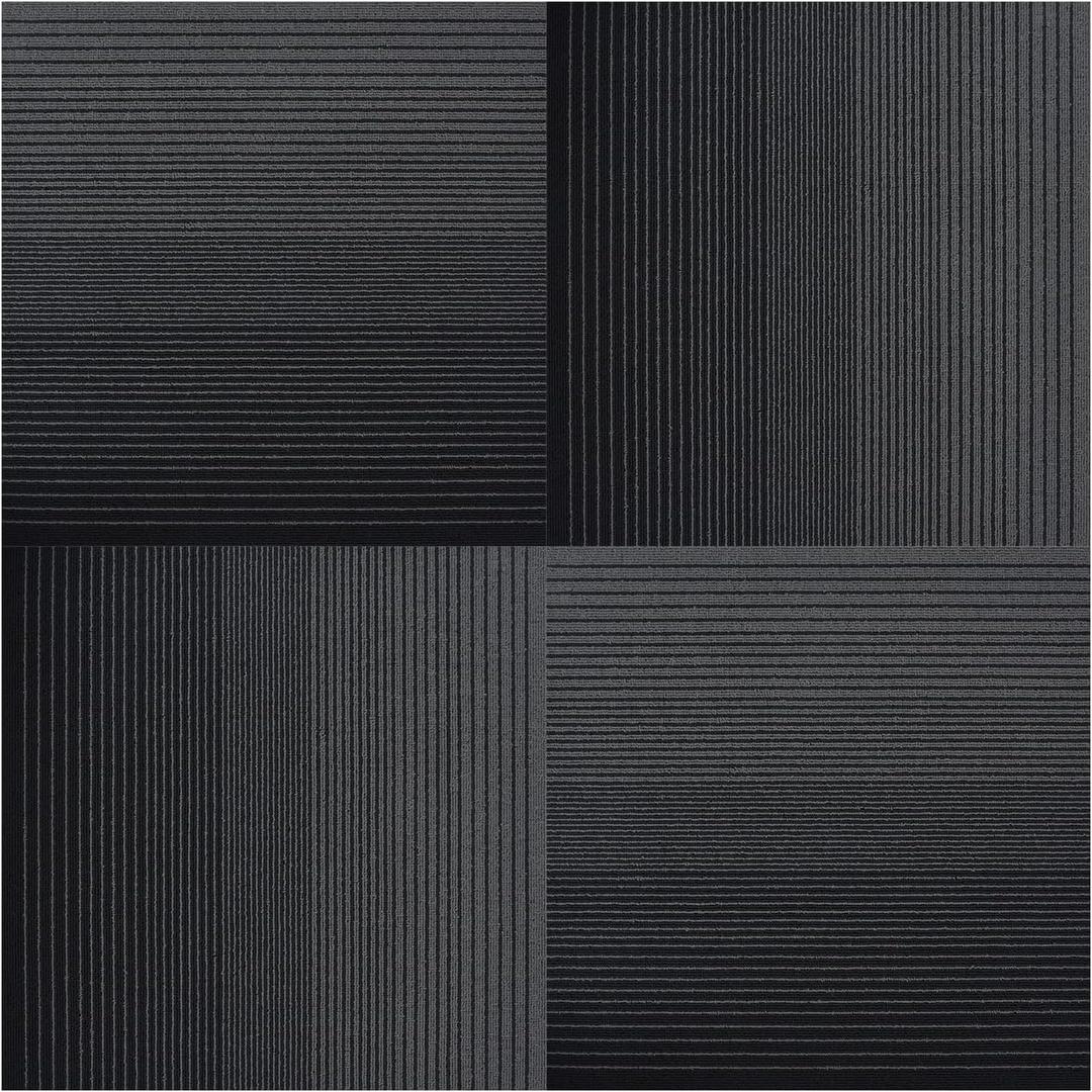 Carpet Tiles, Carpet Squares, Office Carpet Tiles Removable, Carpet Tile Flooring for Basement, 20" x 20" Berber (Loop Pile), Gradient Black, 0.24" Pile Height (12 Tiles, 32 sqft/Box)