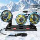 Portable 3-Head Car Cooling Fan, Fans for Vehicles Cars Trucks Dashboard (Cigarette Lighter Plug, No Battery)