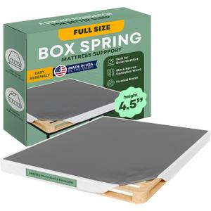 Greaton, Unassembled Full Bed Inch Wood Box Spring Only – Amish Made in USA – Quiet Noise-Free Replacement Mattress Packed Flat, Easy Assembly (White), 4.5" Foundation