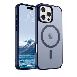 SUPFINE Magnetic for iPhone 16 Pro Max Case (Compatible with MagSafe) (Military Grade Drop Protection) Translucent Matte with Anti-Fingerprint Phone Case, Navy Blue