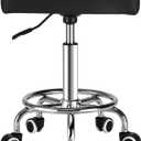 Black Square Salon Rolling Stool - 300lbs Weight CapacityAdjustable Swivel Stool With WheelPu Leahter Comfortable Cutting Stools For Salon Tattoo Stylist Massage Perfect for Work SPA (Premium black)
