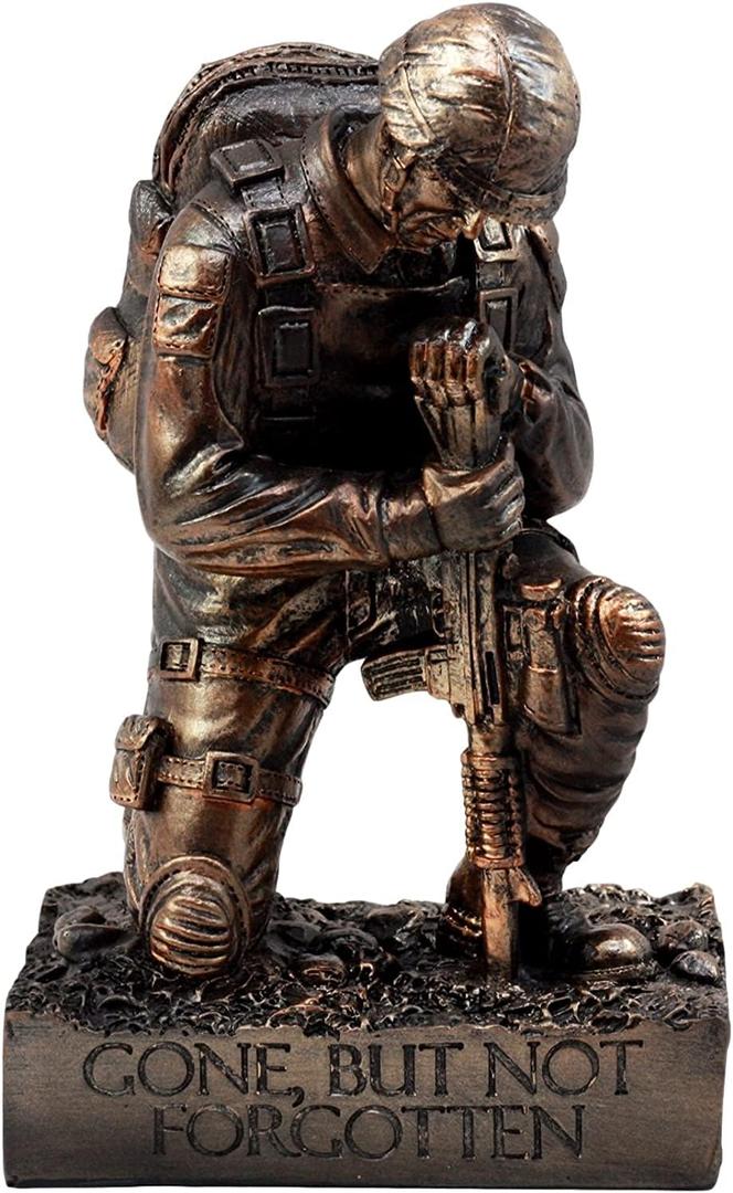 Ebros Gift Battlefield Kneeling Soldier Statue 8.5" H Honor & Valor Military Combat Unit Brother in Arms Figurine Gone But Not Forgotten