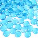 DomeStar 1LB Flat Glass Marbles, Light Blue Decorative Marbles for Vases Aquarium Pebbles Fish Tank Rocks Vase Fillers DIY Crafts Table Scatter Decor, Aqua Blue