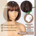 WERD Short Brown Bob Wig for Women Auburn Brown Wig with Bangs Synthetic Hair Light Highlight Brown Bob Wig for Daily Party Cosplay