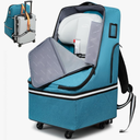 Rolling Car Seat Travel Bag, Padded Carseat Travel Backpack for Airplane,Large Durable Carseat Travel Bag with 4 Wheels,Adjustable Shoulder Strap and Waterproof Base Blue