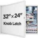 Zonon White Crawl Space Access Door Universal Aluminum Skirting Access Door Panel for Mobile Home Insulated Ceiling Mounted for Drywall Plumbing Electrical Basement (24x32 Inch,Knob Latch)