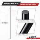 Gisafai 4 Pcs Fiberglass Rods 1/2 Inch x 48 Inch High-Strength Flexible & Insulated Fiberglass Rods for Garden Fencing, DIY Projects, Crafts, Structural Frames & Laboratory Use(Black)