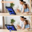 Case for iPad 9th/8th/7th Generation Case 10.2" InchShockproof Hard Cas Cover Compatible with iPad 9th/8th/7th Gen,360 Rotating Stand, Hand Strap, Shoulder Strap, Pencil Holder(Black+Blue)