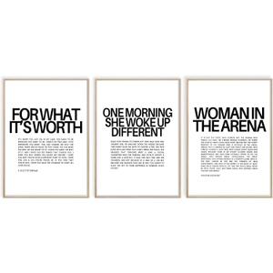 Minimalist Motivational Inspirational Wall Art Inspirational Quotes Wall Art Inspirational Feminist Poster Female Women Empowerment Gifts for Home Girl Boss Room Office Decor Set of 3 Unframed 12x16In