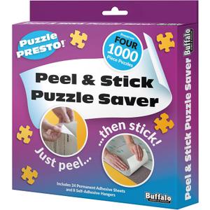 (4 Pack) Puzzle Presto! Peel & Stick Saver: The Original and Still The Best Way to Preserve Your Finished Puzzle! 24 Adhesive Sheets and 8 Adhesive Hangars.