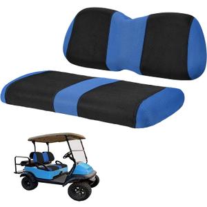 Golf Cart Front with Back Seat Cover Set for Club Car Precedent 4 Passenger Models Bench Seat Covers Kit Breathable Washable Polyester Mesh Cloth Blue