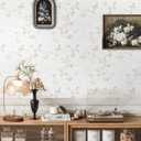 Ismoon 17.3"x78.7"Peel and Stick Wallpaper Boho Vintage Floral Wallpaper Beige/Brown Butterfly Contact Paper for Cabinets Removable Self-Adhesive Wall Paper Bedroom Covering Wall Decorative Vinyl