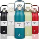 BJPKPK Insulated Water Bottles with Straw, 57 oz Sports Water Bottle with One-handed Opening Lid, BPA Free Leakproof Easy Carry Thermo, Jugs, Flasks for Gym Sports Outdoors, Light Blue