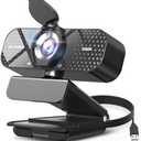 TRAUSI 1080P HD Webcam with Microphone, Noise Cancellation, Privacy Cover, Wide-Angle Lens, Auto Light Correction, Plug & Play USB Webcam for Laptop, Desktop, PC, Mac, Zoom, Skype, Streaming Black