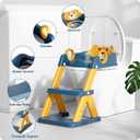 Potty Training Seat, Upgrade Toddler Toilet Seat for Kids Boys Girls, 2 in 1 Potty Training Toilet, Splash Guard Anti-Slip Pad Step Stool(Blueyellow-Pu)