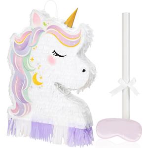 Cozystar Unicorn Piñata for Girls Birthday Party - 16.5" Pinata Set with Stick & Blindfold - Fairy Theme Party Supplies Indoor & Outdoor Game Decoracion