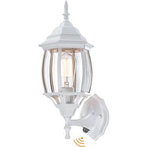 16.8 Inch White Outdoor Wall Lights Dusk to Dawn, Outside Wall Sconce for House White Dusk to Dawn Sensor Outdoor Light for Front Door Porch Sconce with Vintage Design