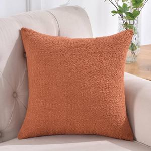 Pack of 1 Cozy Boucle-Like Textured Throw Pillow Cover for Couch and Bed - 24"x24", Terracotta