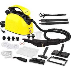 Steam Cleaner, Multipurpose Steamer Cleaner with 21 Accessories, Portable Handheld Steam Mop with 38OZ Tank, Natural Cleaning for Home Use, Floor, Tile, Window, Carpet, Car (Yellow)