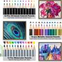 Artownlar 72 Pack Drawing Sketching Set with 8x11 Sketchbook | Pro Art Supplies Kit for Artist Adults Teens Beginner | Graphite Charcoal, Watercolor & Metallic Colored Pencils in Gift Case.