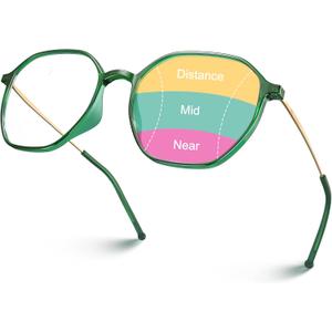 VISOONE Lightweight Progressive Multifocal Anti-Fog Reading Glasses TR90 with Blue Light Blocking Stylish Women Men RANE (Basil Green)