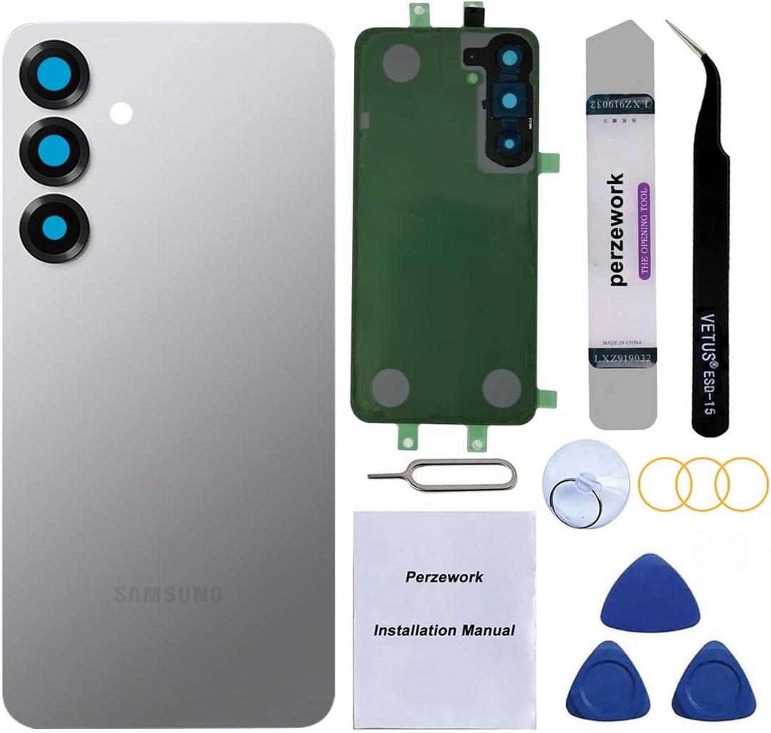 Rear Back Glass Replacement for Samsung Galaxy S25 6.2-inches with Reparing Toolkit (Silver Shadow)