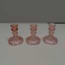 Glass Candlestick Holder Taper and Candle Holder Desktop Decoration for Wedding Dinning Party-3 pcs (Pink)