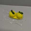 Abbott Collection Lemon Salt & Pepper Shaker Set on Tray - Ceramic, Yellow/Green (5.5 inches L)