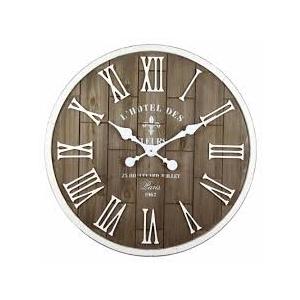 Large Wall Clock 26.77" Round - Silent Metal & Wood Large Farmhouse Wall Clock For Living Room Decor with 3D Roman Numerals - No Ticking - Noiseless Big Wood Decorative Clocks for Living Room Decor
