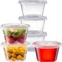 Pantry Value [4 oz. - 100 Count Clear Disposable Plastic Portion Cups with Lids - Small Plastic Condiment Containers for Sauce, Salad Dressings & Portion Control