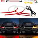 DUOFU365 DRL Strip Light,2PCS 24 Inch Waterproof Flexible Sequential Turn Signal Light,DC 12V Super Bright Car Daytime Running Light Red &Amber/Yellow Switchback Sequential Lamp