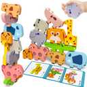 Montessori Toys for 1 2 3 Year Old Boys Girls, Toddler Toys Age 2-4, 10 Pack Wooden Animal Blocks Sorting & Stacking Education Toddler Puzzles Toy,1 2 3 Year Old Girl Boy Birthday Gifts