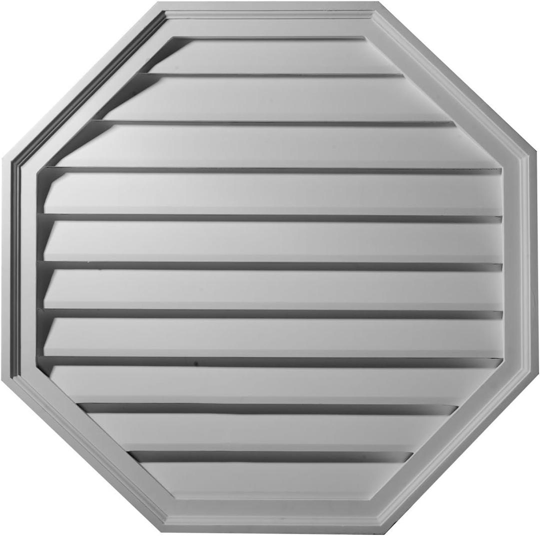 Ekena Millwork 30"W x 30"H x 1 1/8"P, Octagon Gable Vent Louver, Functional