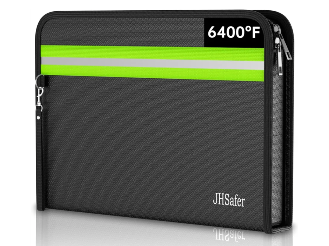 Fireproof Document Bag, Insulated Large Document Box with Lock, Important Document Organizer with Waterproof Zipper, Portable Soft Home Travel Office Safe Storage for Legal/Letter/A4 Files,Black