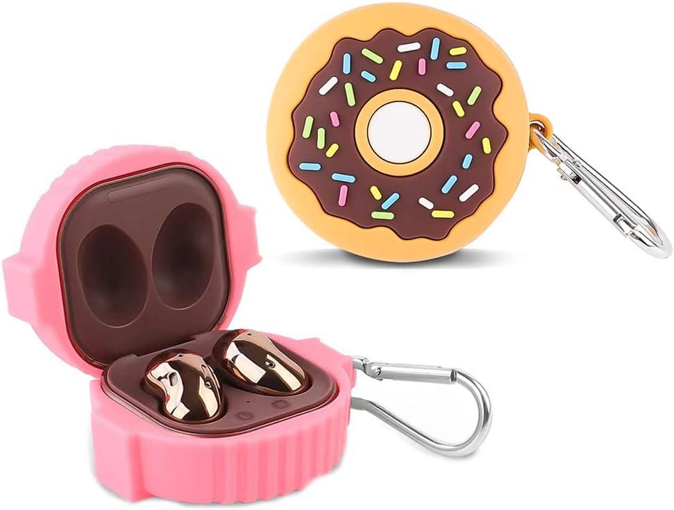 (2 Pack) BGAANM Silicone Earbuds Case Protective Cover with Keychain Fit for Samsung Galaxy Buds2 Pro (2022) /Galaxy Buds 2 (2021) /Galaxy Buds Pro (2021) /Galaxy Buds Live (2020) (Donuts/Bubba)