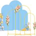 Wedding Arch Backdrop Stand and Cover Set 6FT, 5FT, 4FT Gold Metal Arches for Backdrop Baby Blue Spandex Arch Cover Balloon Arch Stand Frame for Baby Shower Birthday Party Graduation Ceremony