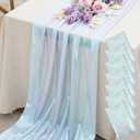 Mindsoft 4 Pcs Iridescent Organza Table Runner Tablecloths 28 x 71 Inch Shiny Gradient Fabric Rainbow Tulle Rectangle Table Cover for Wedding Shower Bridal Ocean Birthday Garden Party Decoration