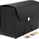 24 Pockets Expanding File Folder, Accordion File Organizer, Document Organizer Letter Size, Expandable Filing Box, Special Designed for Portable Use, Accordion Folders, Plastic (Black)
