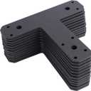 12 Pack Heavy Duty T Brackets for Wood, Premium Powder Coated Flat Post and Beam Tie Plate, 6.5" x 5.7" (0.15" Thick) Rust Resistant Mending Plate for Pergola, Truss, Timber Framing, Matte Black