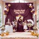 10 ft x 10 ft Wrinkle Free Maroon Backdrop Curtain for Parties, Polyester Burgundy Photo Backdrop Drapes 2 Panels 5x10ft for Baby Shower Wedding Birthday Party Engagement Ceremony Decoration