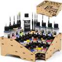 Corner Paint Rack Organizer, Art desk Corner Paint Stand holder for Miniature & Model Paints + Brush/Tool Slots, 26 36mm Holes Compatible with Vallejo, Army Painter, AK (Module C)
