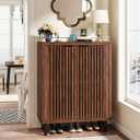 Tribesigns 6-Tier Shoe Cabinet with Shutter Doors, Large Wooden Shoe Organizer Rack with Adjustable Shelves, Modern Farmhouse Hidden Storage Furniture for Entryway, Hallway (Walnut)