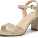 DREAM PAIRS Women's Chunky Heels Block Round Open Toe Ankle Strap Heel Fashion Wedding Party Comfort Dress Sandals Shoes (8, Gold)