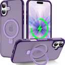 CHAOFEnG Magnetic Compatible with iPhone 17 Case with Stand [Military Grade Drop Tested][Compatible with Magnet] Ring Translucent Slim Hard Back Soft Edge, Purple