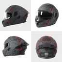 DOT Approved Full Face Modular Flip-Up Dual Visor Motorcycle Helmet for Adult Men Women, Lightweight ABS Shell & Ventilated, Street Bike ATV (Black, S)
